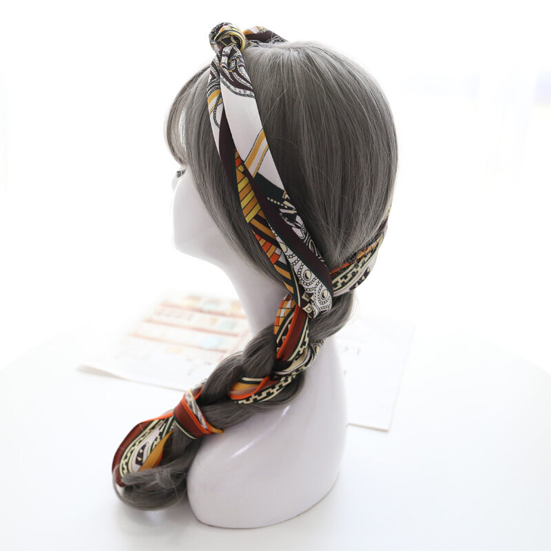Silk Twilly Hair Tie Triangle Scarves for Multifunctional Use